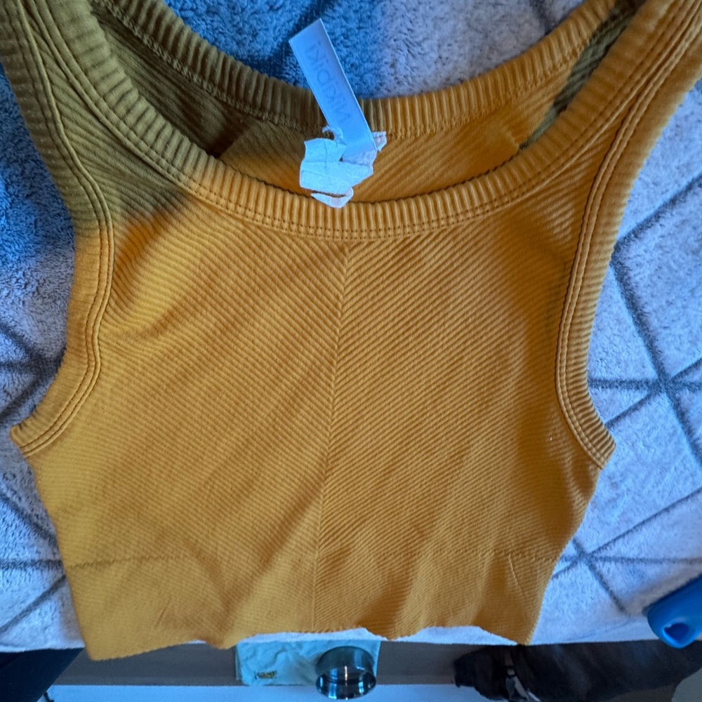 Nikibiki Mustard Ribbed Tank Top - (ONE SIZE FITS XS/S/M.)